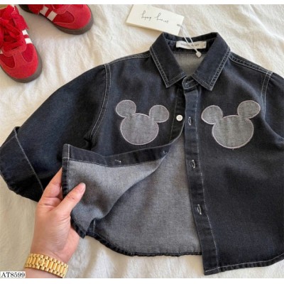 AT8599  ÁO KHOÁC JEAN THÊU HỌA TIẾT MICKEY CHO BÉ