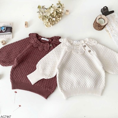 AG7467 ÁO LEN CỔ SEN BG