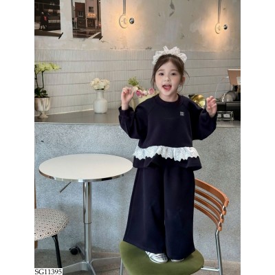 SG11395 BỘ NỈ PHỐI REN BG