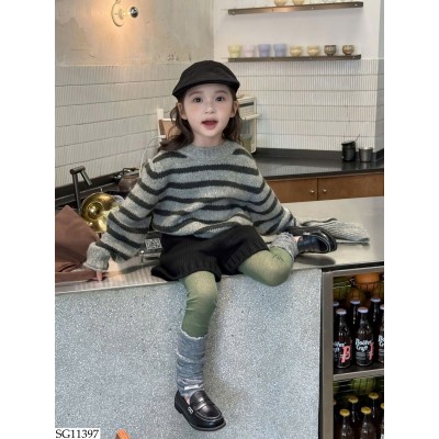 SG11397 SET ÁO LEN KẺ MIX SHORT LEN BG
