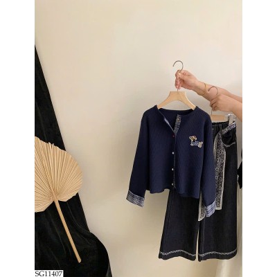 SG11407 SET ÁO CARDIGAN MIX QUẦN JEAN SUÔNG BG