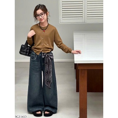 SG11413 SET ÁO CARDIGAN MIX QUẦN JEAN SUÔNG BG