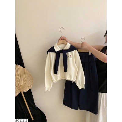 SG11415 SET ÁO POLO KITTY MIX QUẦN SUÔNG BG