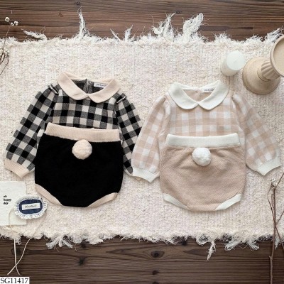 SG11417 BỘ LEN KẺ CARO BÉ GÁI