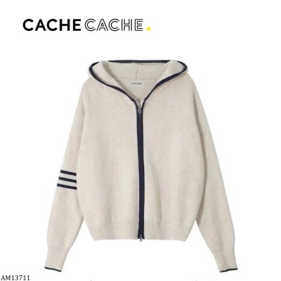 AM13711 ÁO KHOÁC LEN CÓ MŨ CACHE