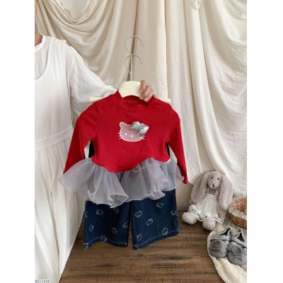 SG11434 SET ÁO MÈO KITTY MIX QUẦN JEAN BG