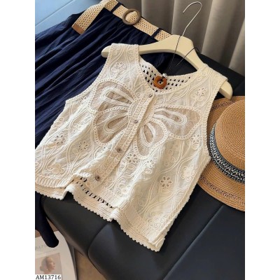 AM13716  ÁO SÁT NÁCH THÊU HOA CHO NỮ ANNA