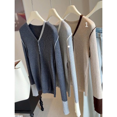 AM13719 ÁO LEN CARDIGAN DỆT KIM PHỐI MÀU