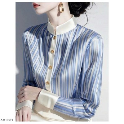 AM13771  ÁO SƠ MI KẺ DỌC CỔ TÀU THANH LỊCH