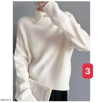 AM13774  ÁO LEN CỔ CAO BẺ TRƠN