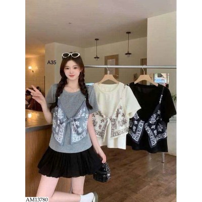AM13780 ÁO CỘC TAY PHỐI 2 DÂY NỮ