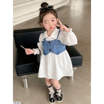V8381  VÁY SƠ MI KÈM ÁO YẾM JEAN