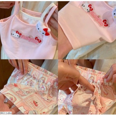 SG11494  SET ÁO 2 DÂY + QUẦN SHORT HELLO KITTY CHO BÉ