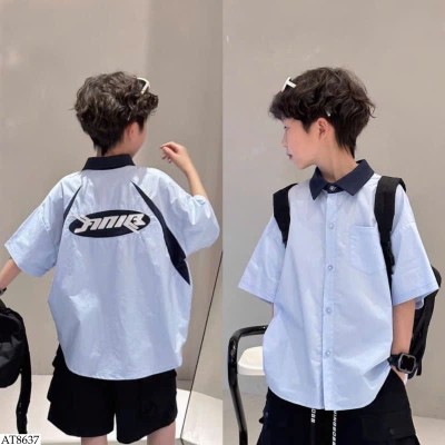 AT8637 ÁO SƠ MI CỘC TAY PHỐI CỔ BT