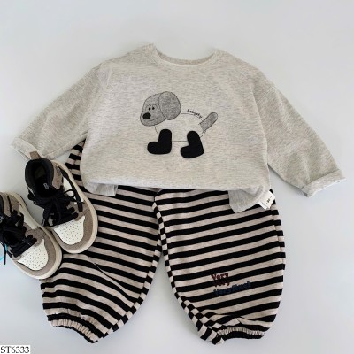 ST6333 SET ÁO HÌNH CÚN MIX QUẦN KẺ BT