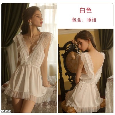 VM3073  VÁY NGỦ CỔ CHỮ V KHOÉT SÂU GỢI CẢM