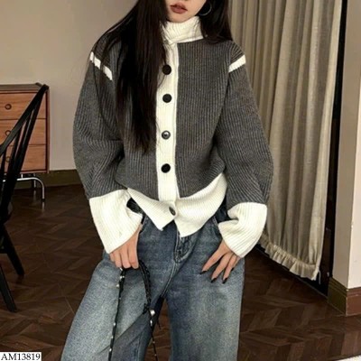 AM13819 ÁO KHOÁC LEN CARDIGAN PHỐI MÀU