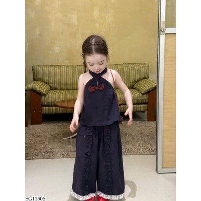 SG11506 SET ÁO CỔ YẾM MIX QUẦN PHỐI REN BG