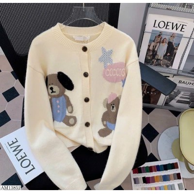 AM13852  ÁO CARDIGAN HỌA TIẾT GẤU NỮ