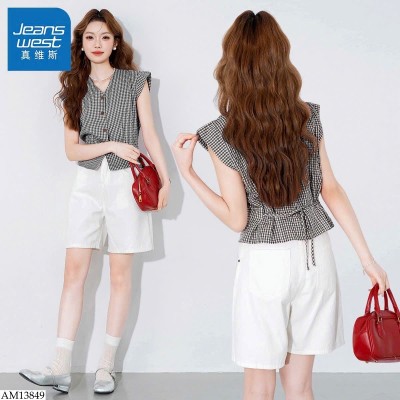 AM13849 ÁO SƠ MI KẺ JEANSWEST NỮ