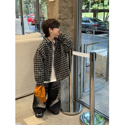 ST6359 SET ÁO SƠ MI KẺ  MIX QUẦN JEAN SUÔNG