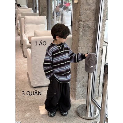 ST6364 SET ÁO KẺ NGANG MIX QUẦN SUÔNG