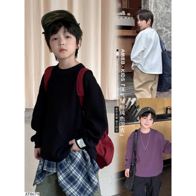 AT8679 ÁO NỈ CỔ TRÒN AMBBKIDS