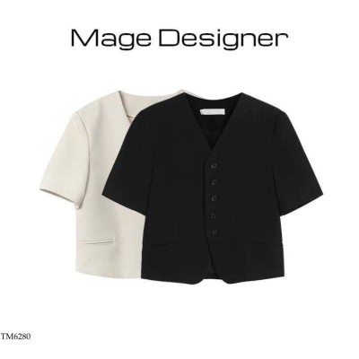 AM13857 -TM6280  ÁO CỔ V CỘC TAY MAGE DESIGNER