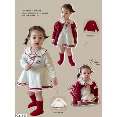SG11549 SET VÁY MIX CARDIGAN MÈO KITTY BG