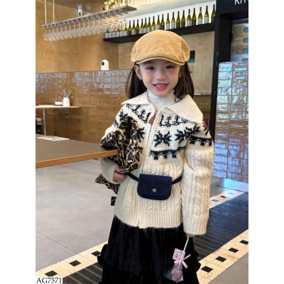 AG7571 ÁO LEN CARDIGAN CHO BÉ GÁI 