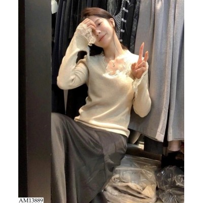 AM13889 ÁO LEN PHỐI REN NỮ