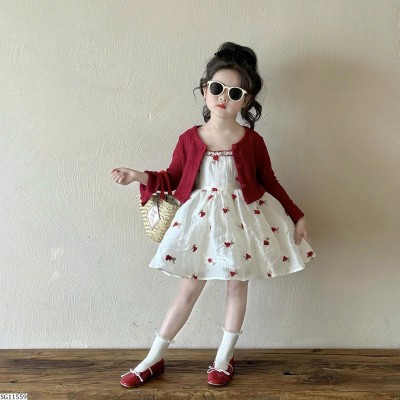 SG11559 SET VÁY BỒNG MIX ÁO LEN CARDIGAN