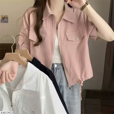 AM13923 ÁO KHOÁC NGẮN TAY CỔ BẺ