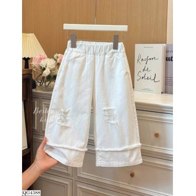QG4388 QUẦN JEAN SUÔNG PHỐI RÁCH CẠP CHUN CHO BÉ 