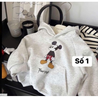 A3375  BST ÁO NỈ MŨ HỌA TIẾT CUTE CHO BÉ