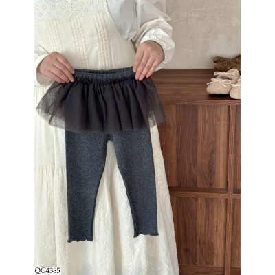 QG4385 QUẦN LEGGING CHẤM BI PHỐI VIỀN LƯỚI 