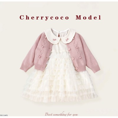 SG11601 SET VÁY MIX ÁO LEN CARDIGAN CHERRYCOCO