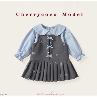 SG11598 SET ÁO SƠ MI MIX VÁY YẾM CHERRYCOCO