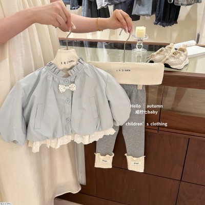SG11591 SET ÁO KHOÁC PHỐI REN MIX QUẦN LEGGING