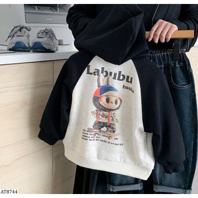 AT8744 ÁO KHOÁC NỈ PHỐI MÀU LABUBU
