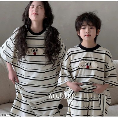 SD307  ĐỒ ĐÔI PHỐI KẺ HÌNH CÚN CHO BÉ