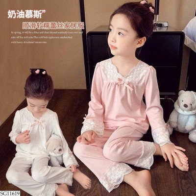 SG11619 BỘ NGỦ VIỀN REN CHO BÉ GÁI