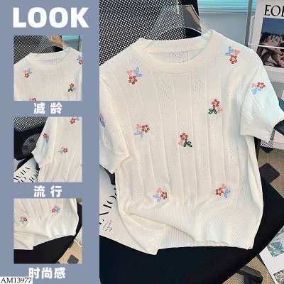 AM13977 ÁO HOA DỆT KIM CỘC TAY CHO NỮ