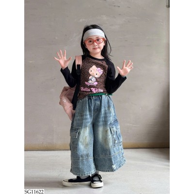 SG11622 SET ÁO KITTY MIX QUẦN JEAN TÚI HỘP BG