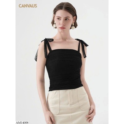 AM14008 ÁO 2 DÂY THẮT NƠ CANVAUS