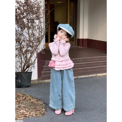 SG11632 SET ÁO HỒNG MIX QUẦN JEAN SUÔNG
