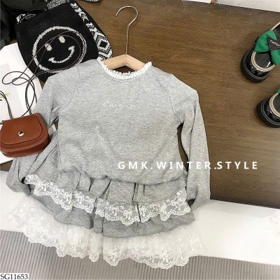 SG11653 SET ÁO VÁY PHỐI REN CHO BÉ