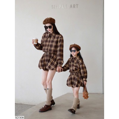 SD308 SET BỘ SƠ MI KẺ CHO MẸ VÀ BÉ