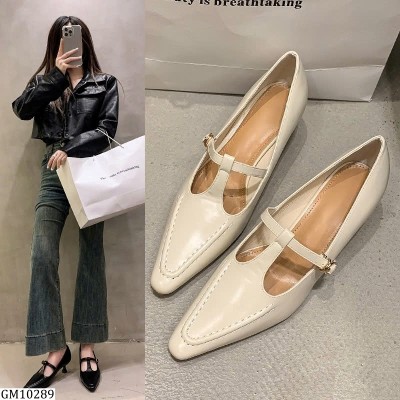 GM10289  GIÀY CAO GÓT MŨI NHỌN ĐẾ THẤP