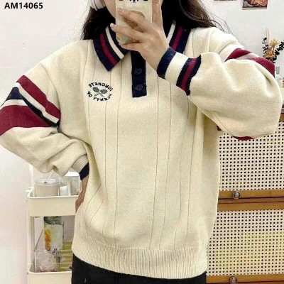 AM14065 ÁO LEN TAY PHỐI KẺ CỔ POLO